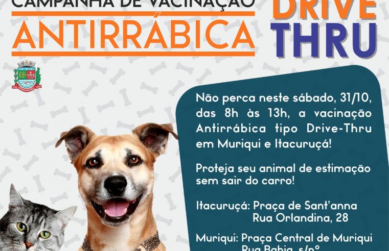 Campanha de Vacinação Antirrábica em  Mangaratiba vai acontecer em formato drive thru