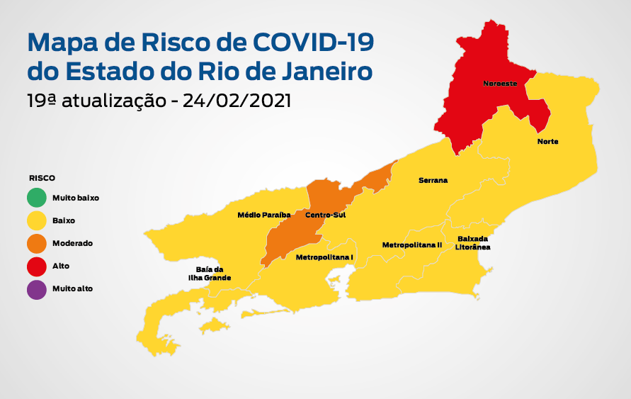 Mapa de risco da Covid-19: estado permanece em bandeira amarela com baixo risco