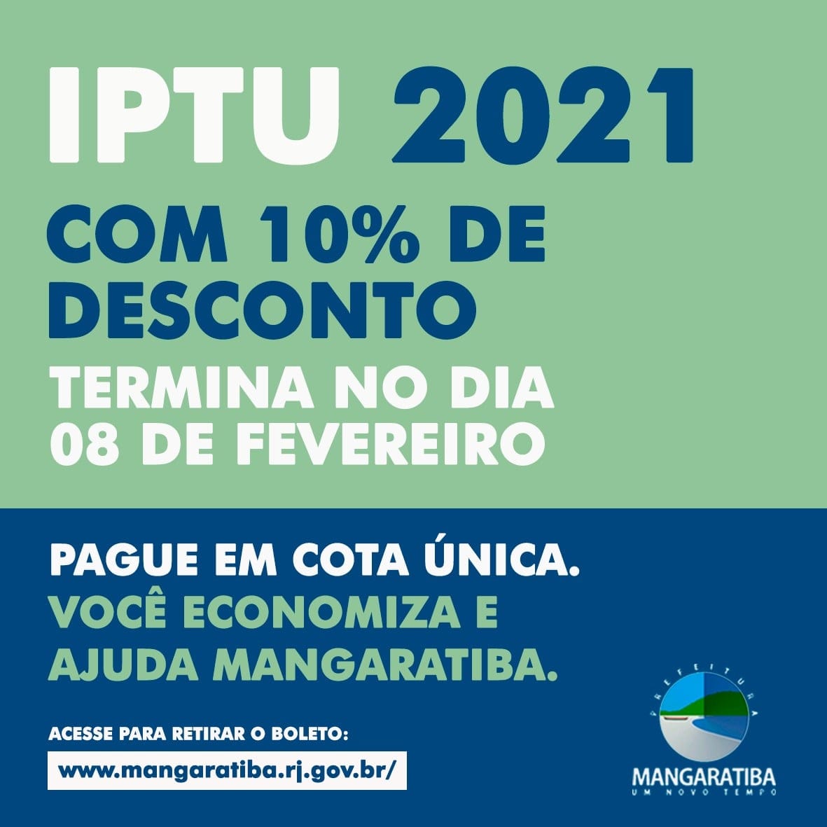 Desconto de 10% do IPTU 2021 termina dia 08 de fevereiro