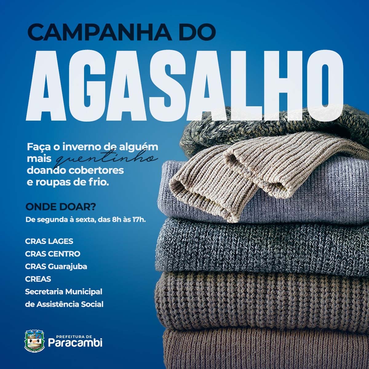 Campanha do Agasalho 2021: Prefeitura  de Paracambi está aceitando doações
