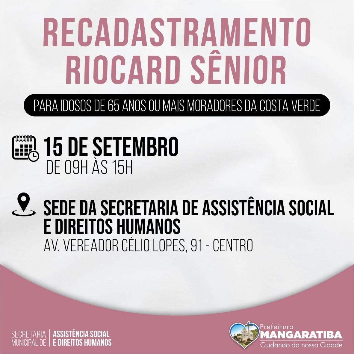 Mangaratiba realiza recadastramento do Riocard Sênior na próxima quarta-feira