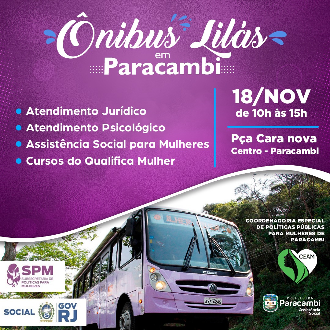 Ônibus Lilás estaciona em Paracambi