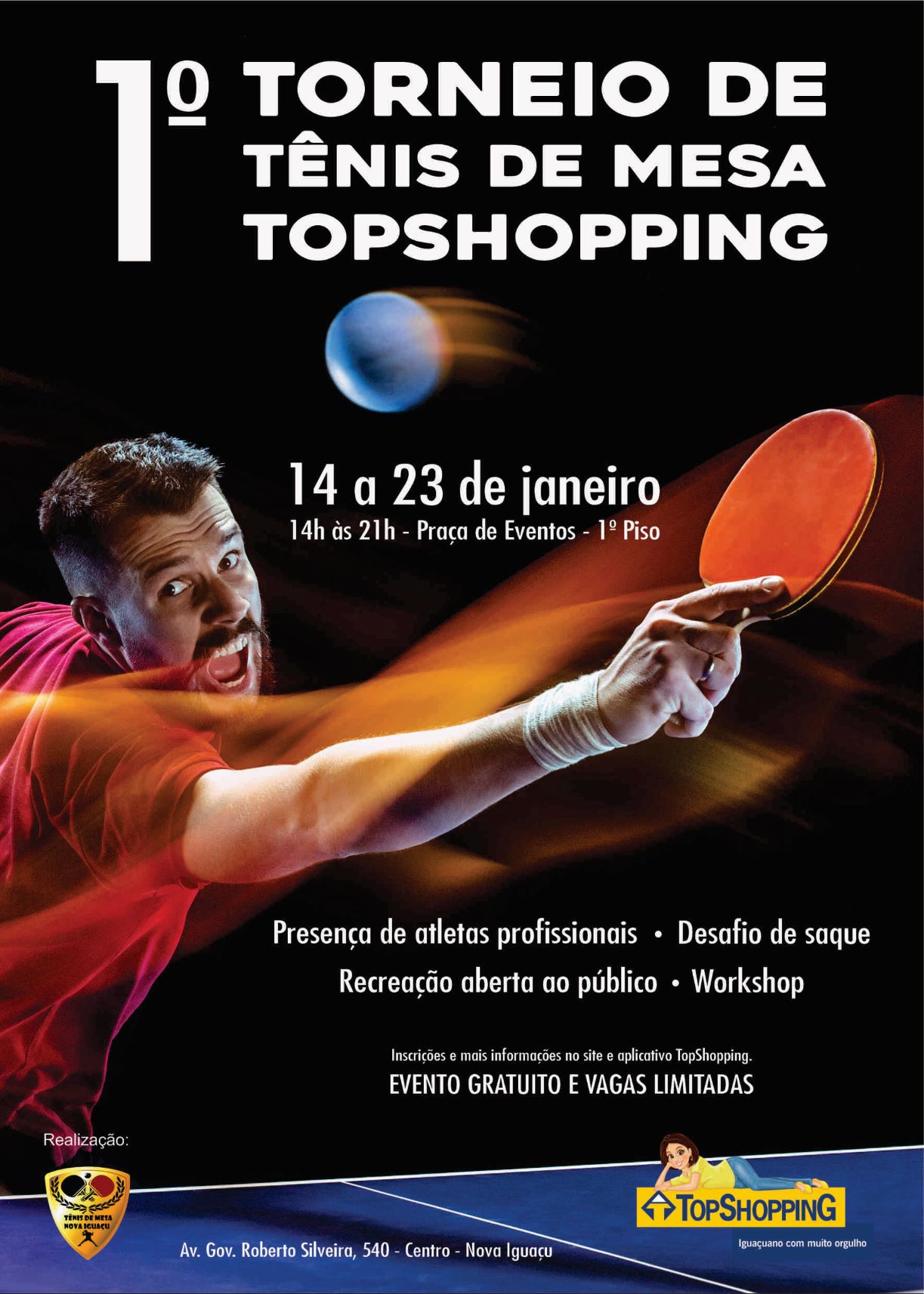 TopShopping sedia Torneio de Tênis de Mesa aberto ao público