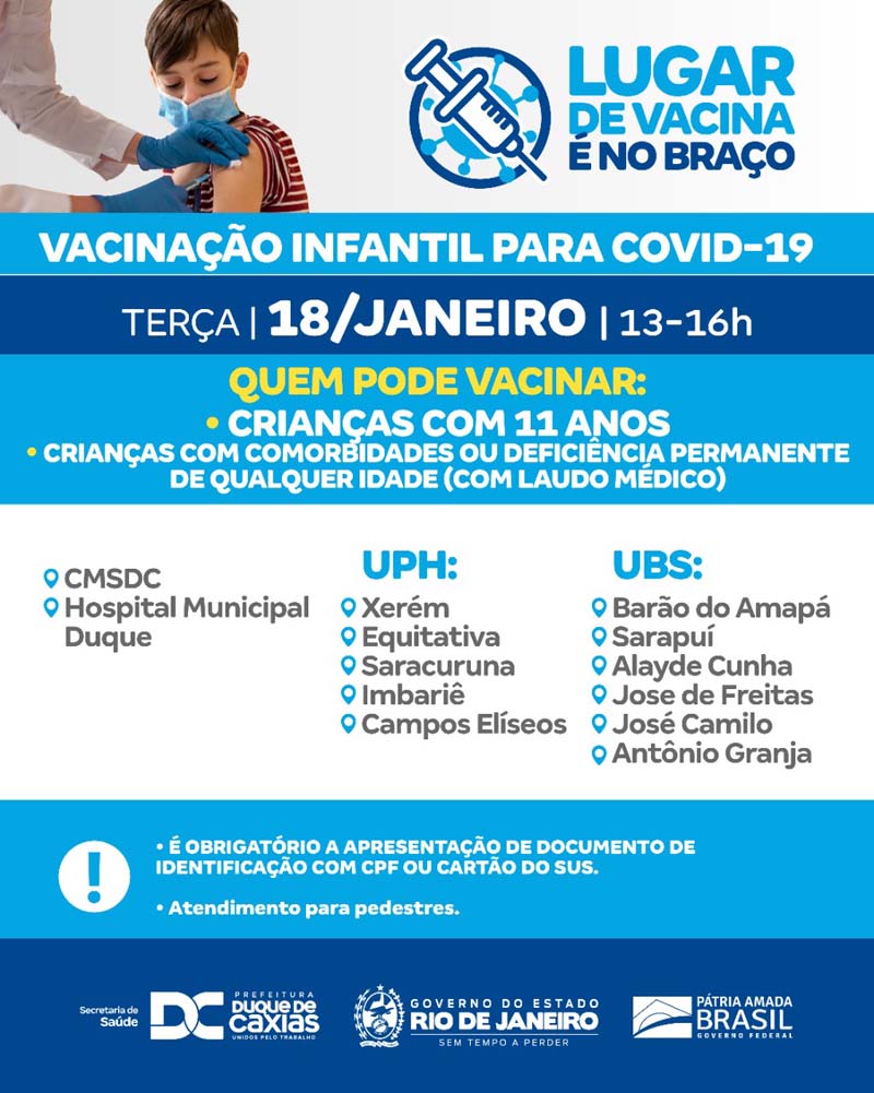 Vacinação infantil contra Covid-19 começa nesta terça-feira em Caxias