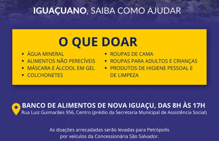 Prefeitura de Nova Iguaçu arrecada doações para vítimas de Petropólis
