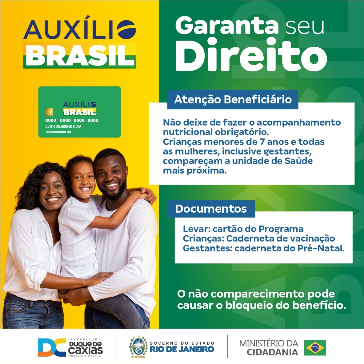 Duque de Caxias convoca beneficiários do programa  Auxílio Brasil para acompanhamento nutricional