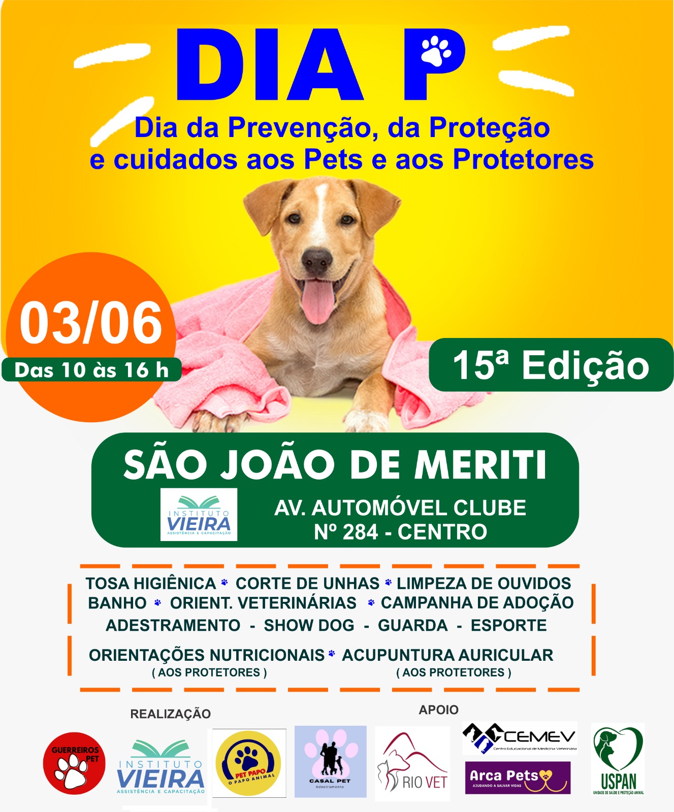Serviços gratuitos para pets e protetores em São João de Meriti