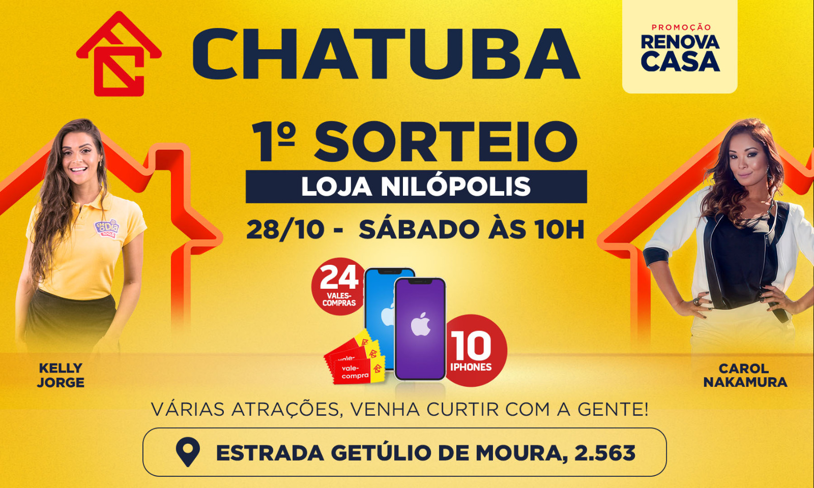 Primeiro sorteio da Campanha da Chatuba vai premiar clientes com iPhones e vales-compra neste sábado